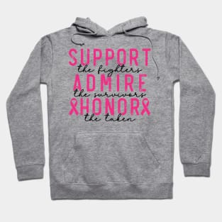 Breast Cancer Support - Honor - Survivor - Awareness Pink Ribbon Black & Pink Font Hoodie